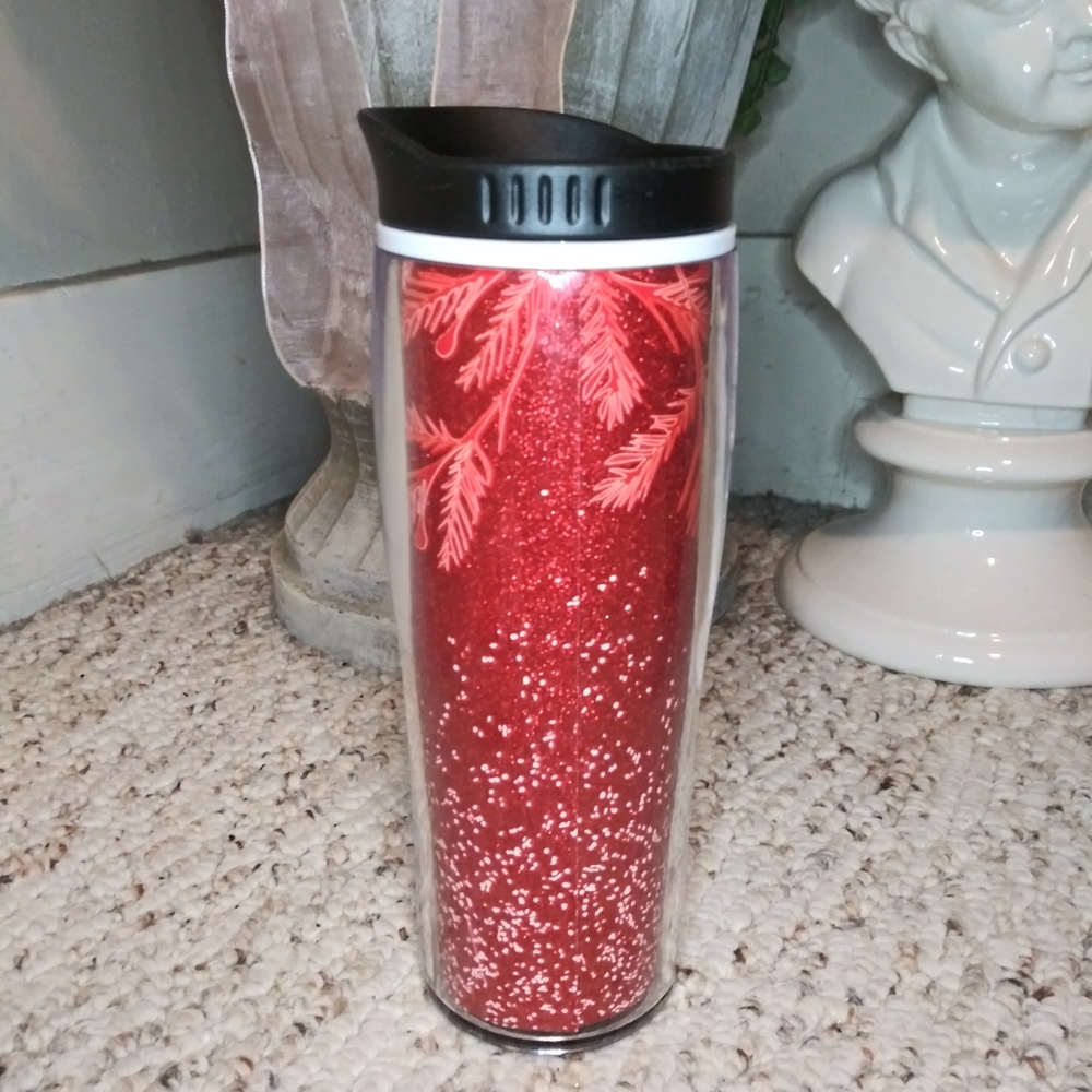 Starbucks 2020 Grande Size Red Holiday Sparkly Glitter Travel Mug - Picture 3 of 7